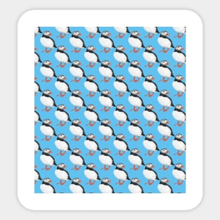 Puffin pattern on blue Sticker